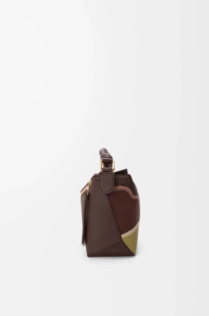 Small Puzzle Edge Landscape bag in nappa calfskin Chocolate/Light Moss Small Puzzle Edge Landscape bag in nappa calfskin Chocolate/Light Moss