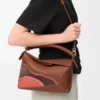 Small Puzzle Edge Landscape bag in nappa calfskin Pecan/Parrot Pink Small Puzzle Edge Landscape bag in nappa calfskin Pecan/Parrot Pink