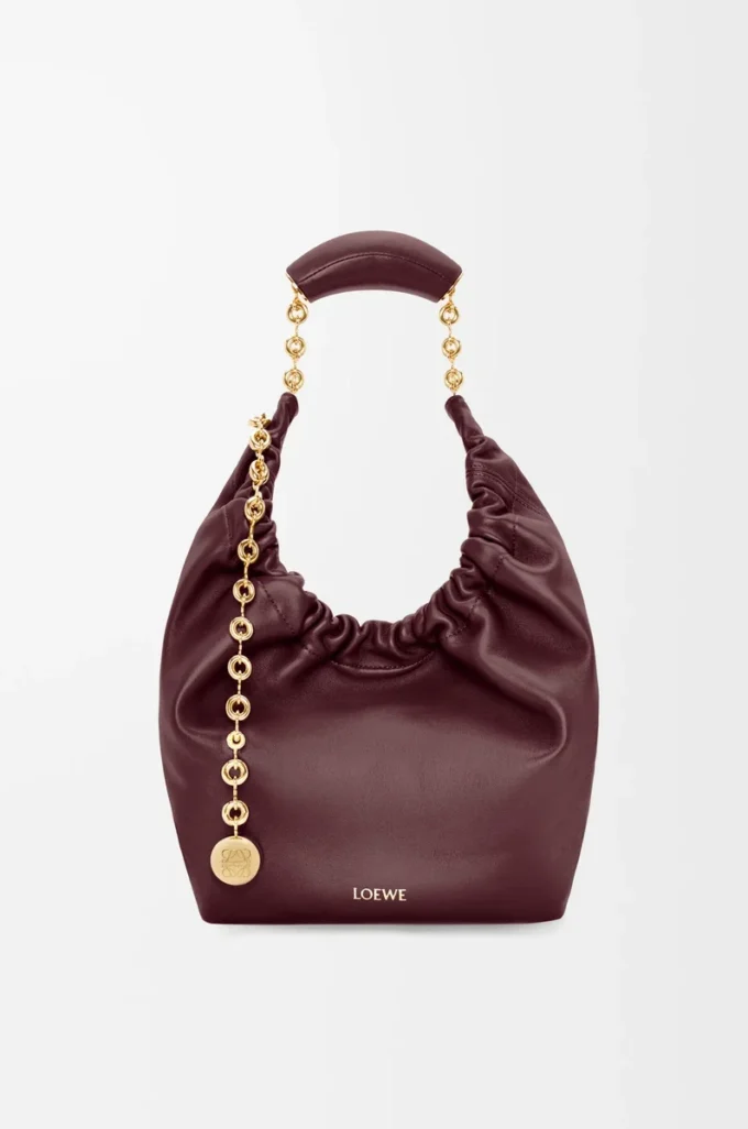 Small Squeeze bag in mellow nappa lambskin Dark Burgundy