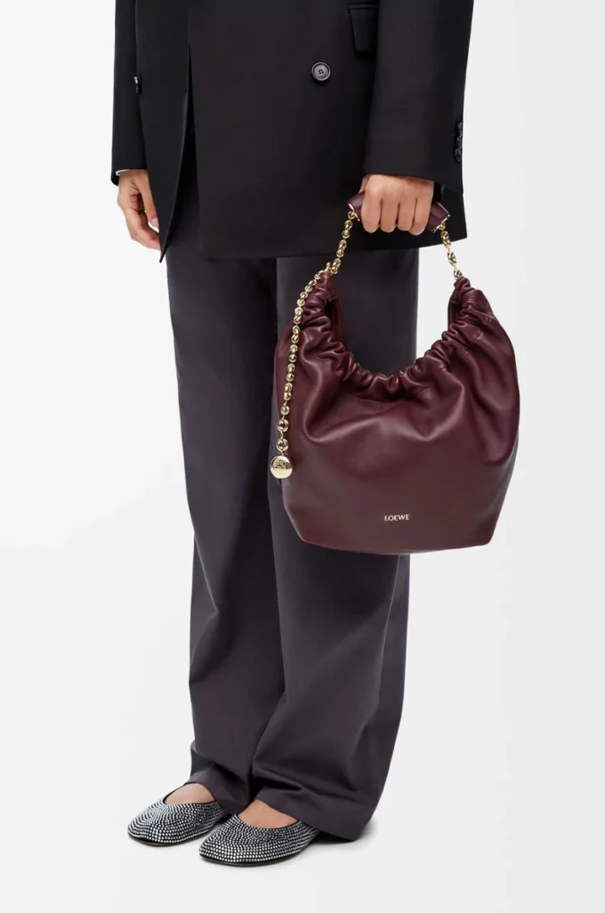 Small Squeeze bag in mellow nappa lambskin Dark Burgundy