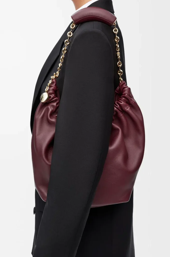 Small Squeeze bag in mellow nappa lambskin Dark Burgundy
