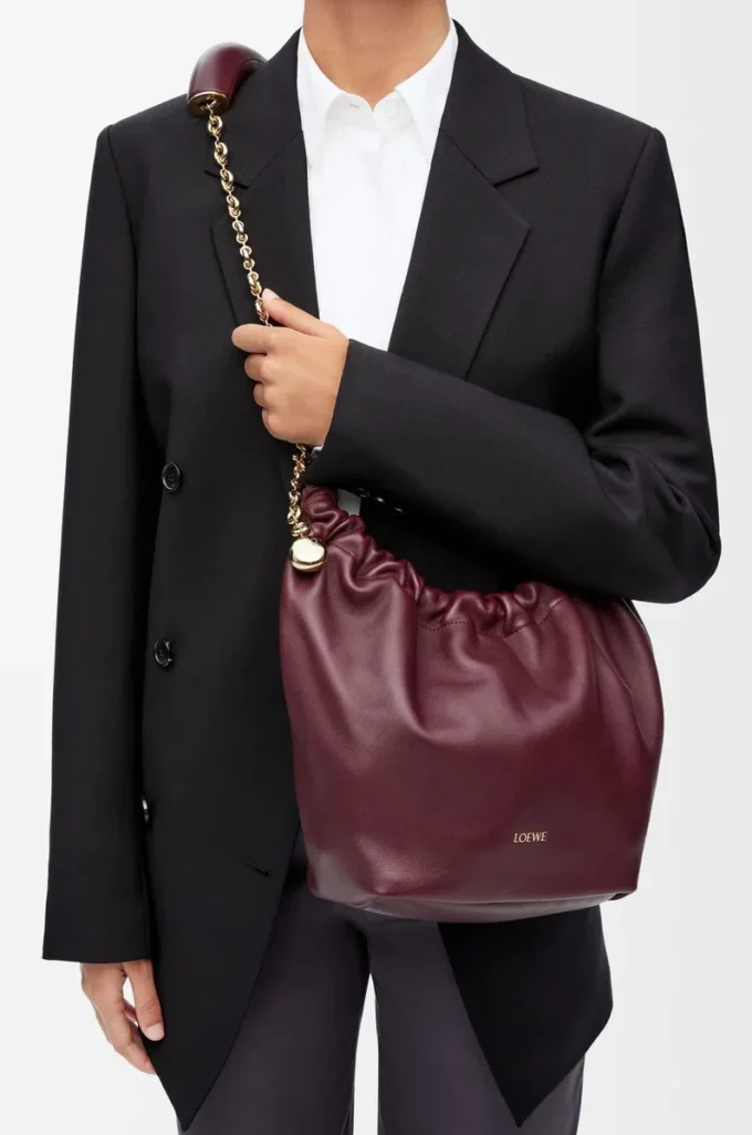 Small Squeeze bag in mellow nappa lambskin Dark Burgundy