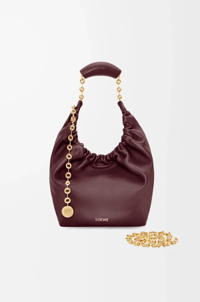 Small Squeeze bag in mellow nappa lambskin Dark Burgundy