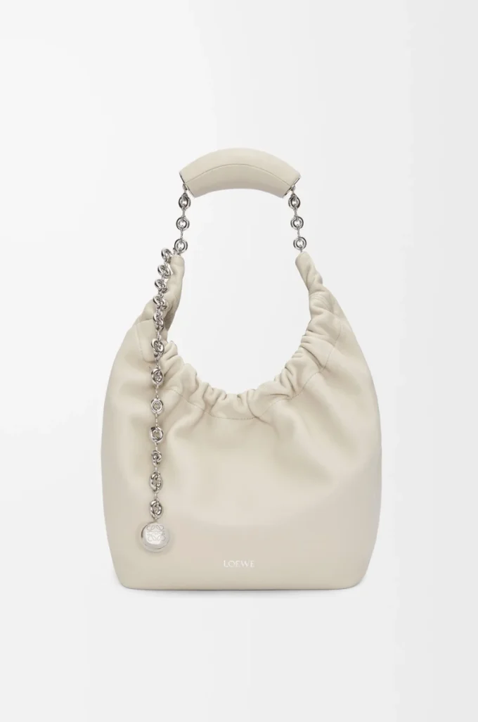 Small Squeeze bag in mellow nappa lambskin Sea Salt