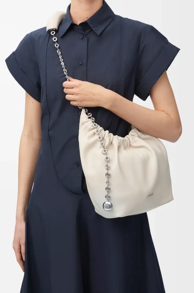Small Squeeze bag in mellow nappa lambskin Sea Salt
