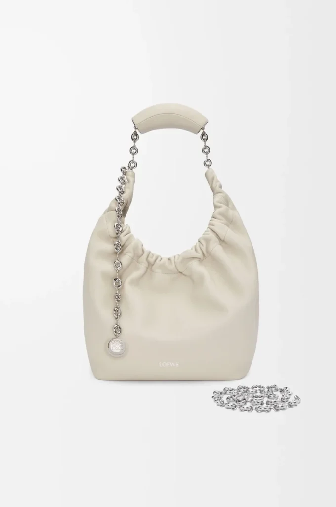 Small Squeeze bag in mellow nappa lambskin Sea Salt