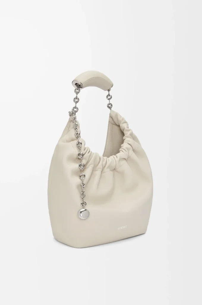 Small Squeeze bag in mellow nappa lambskin Sea Salt