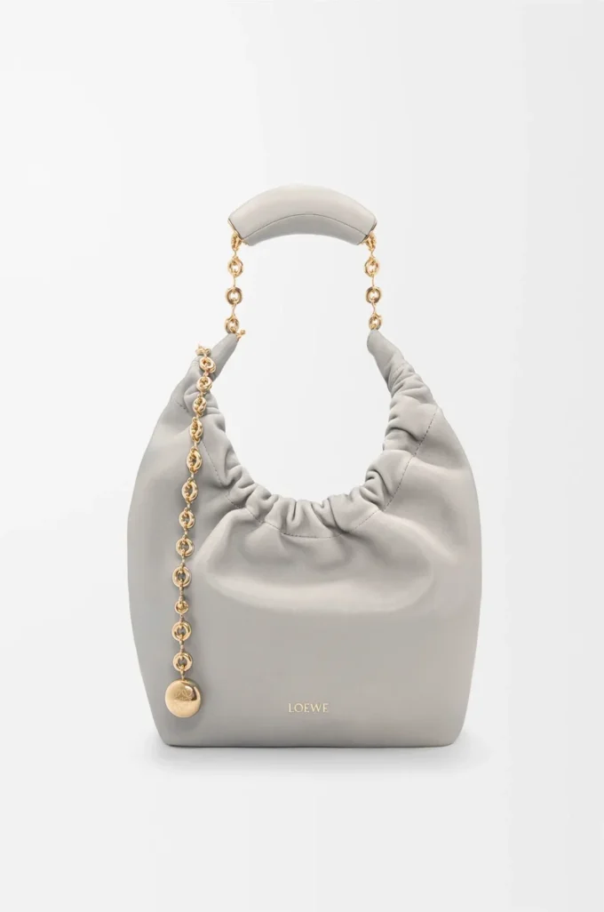 Small Squeeze bag in mellow nappa lambskin Shell Grey Small Squeeze bag in mellow nappa lambskin Shell Grey