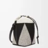 Small Treasure Bako bucket in canvas jacquard and calfskin Natural/Black Small Treasure Bako bucket in canvas jacquard and calfskin Natural/Black