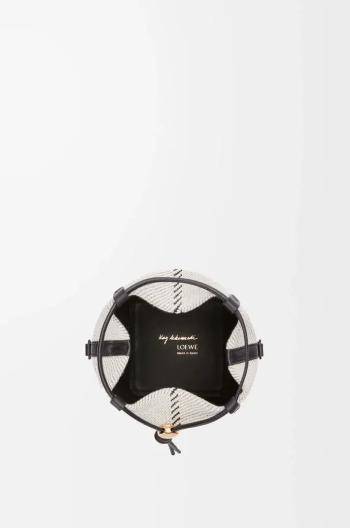 Small Treasure Bako bucket in canvas jacquard and calfskin Natural/Black Small Treasure Bako bucket in canvas jacquard and calfskin Natural/Black