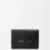 Small vertical wallet in smooth and grained calfskin Black Small vertical wallet in smooth and grained calfskin Black