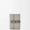 Small vertical wallet in soft grained calfskin Shell Grey/Eucalyptus