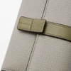 Small vertical wallet in soft grained calfskin Shell Grey/Eucalyptus