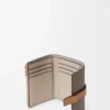 Small vertical wallet in soft grained calfskin Taupe/Gold Small vertical wallet in soft grained calfskin Taupe/Gold