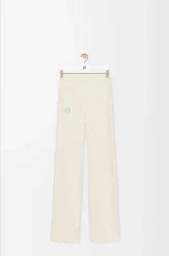 Soft bootleg pants in technical jersey Ivory