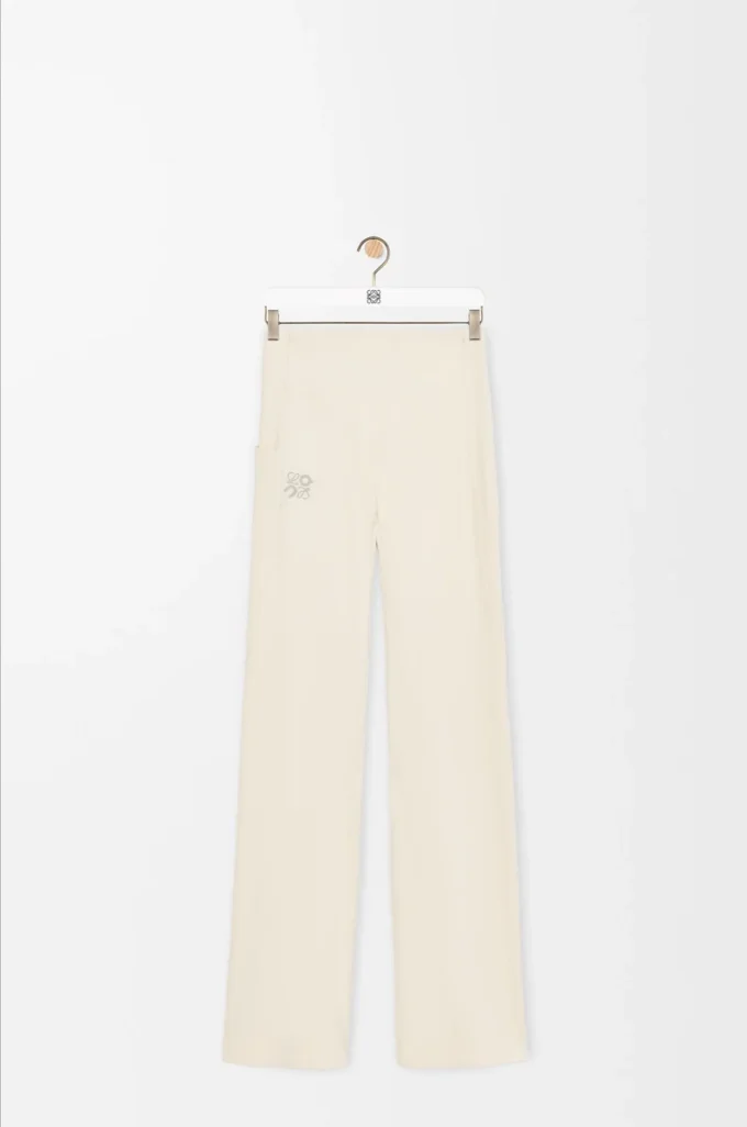 Soft bootleg pants in technical jersey Ivory Soft bootleg pants in technical jersey Ivory