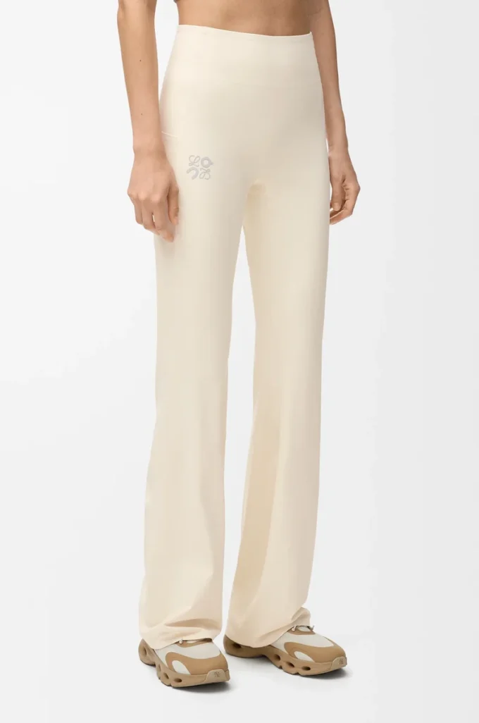 Soft bootleg pants in technical jersey Ivory Soft bootleg pants in technical jersey Ivory