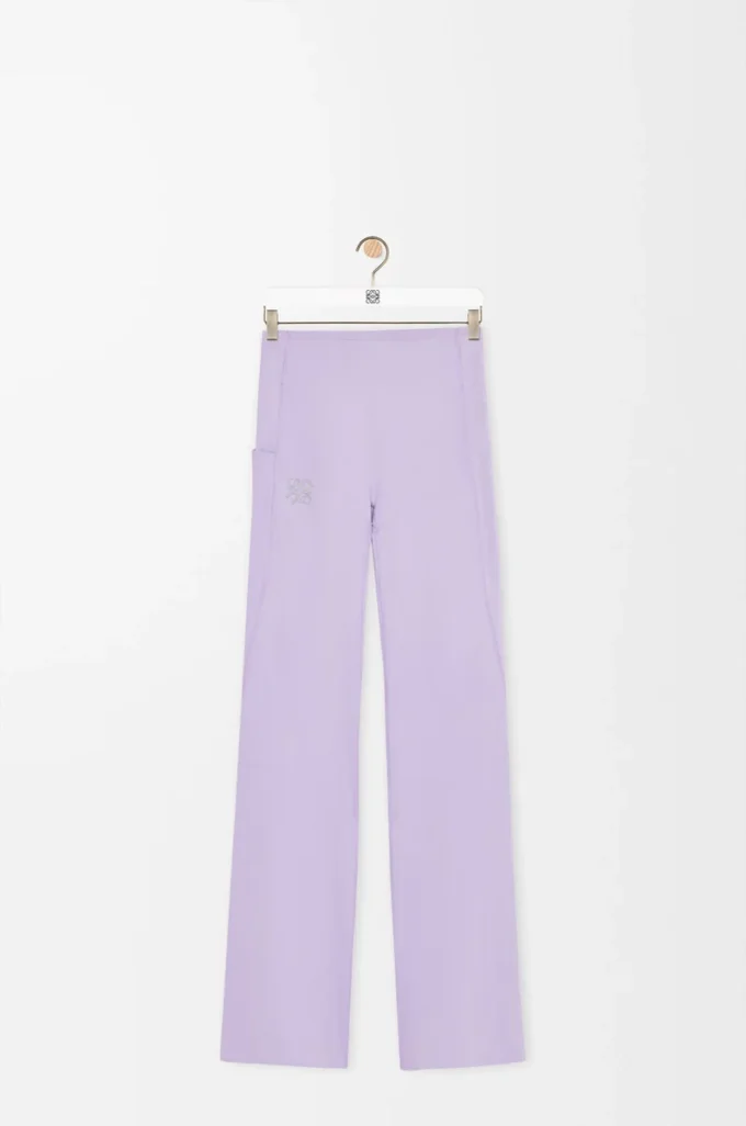 Soft bootleg pants in technical jersey Lilac