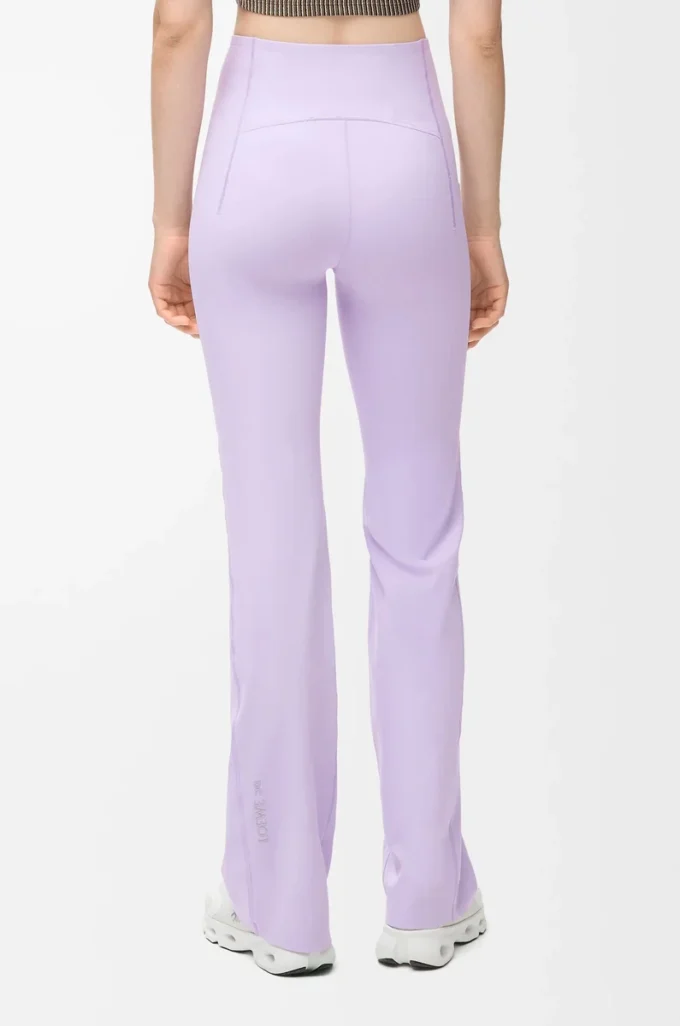 Soft bootleg pants in technical jersey Lilac