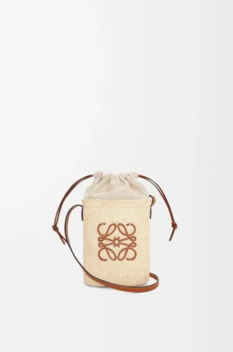 Square pocket in iraca palm and calfskin Natural/Tan