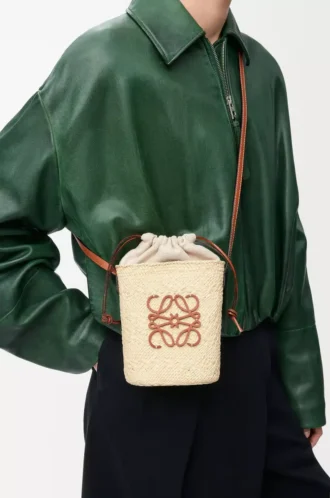 Square pocket in iraca palm and calfskin Natural/Tan