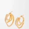 Stacked hoop earrings in sterling silver and crystals Gold/White Stacked hoop earrings in sterling silver and crystals Gold/White