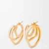 Stacked hoop earrings in sterling silver and enamel Gold/Ivory Stacked hoop earrings in sterling silver and enamel Gold/Ivory