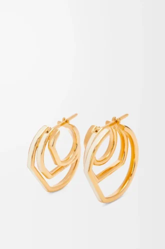 Stacked hoop earrings in sterling silver and enamel Gold/Ivory