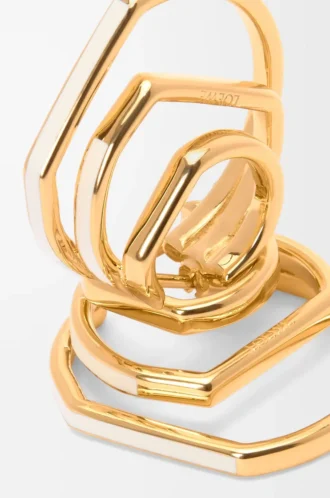 Stacked hoop earrings in sterling silver and enamel Gold/Ivory