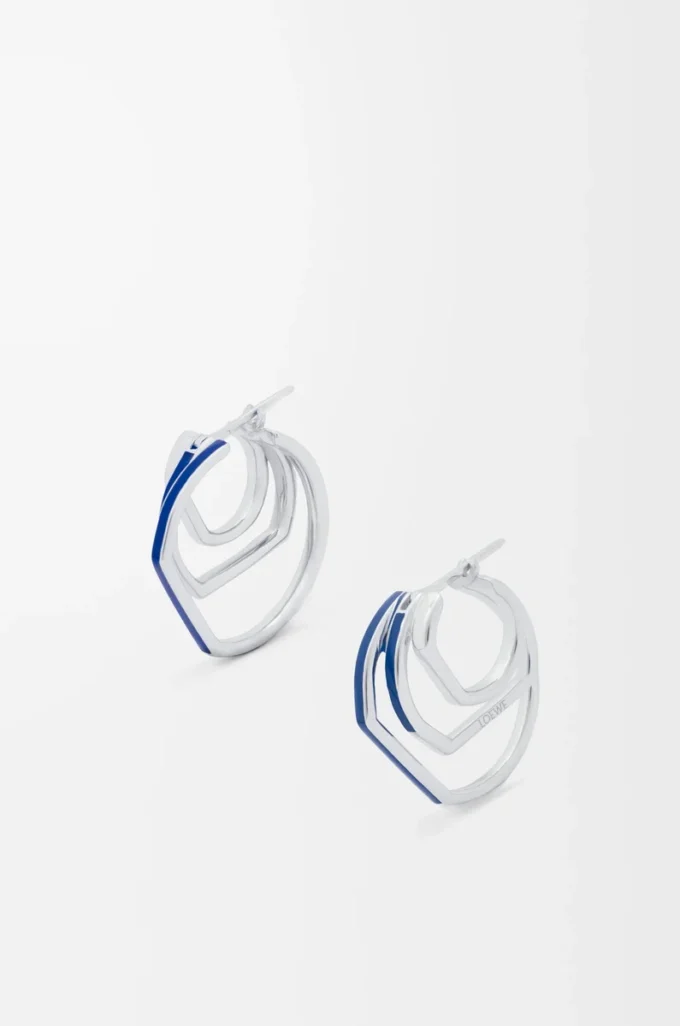 Stacked hoop earrings in sterling silver and enamel Silver/Blue Stacked hoop earrings in sterling silver and enamel Silver/Blue