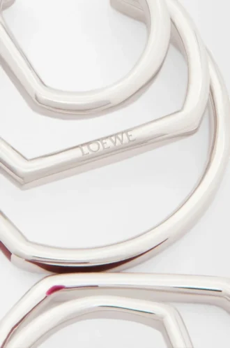 Stacked hoop earrings in sterling silver and enamel Silver/Burgundy
