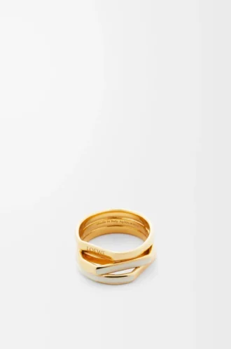 Stacked ring in sterling silver and enamel Gold/Ivory