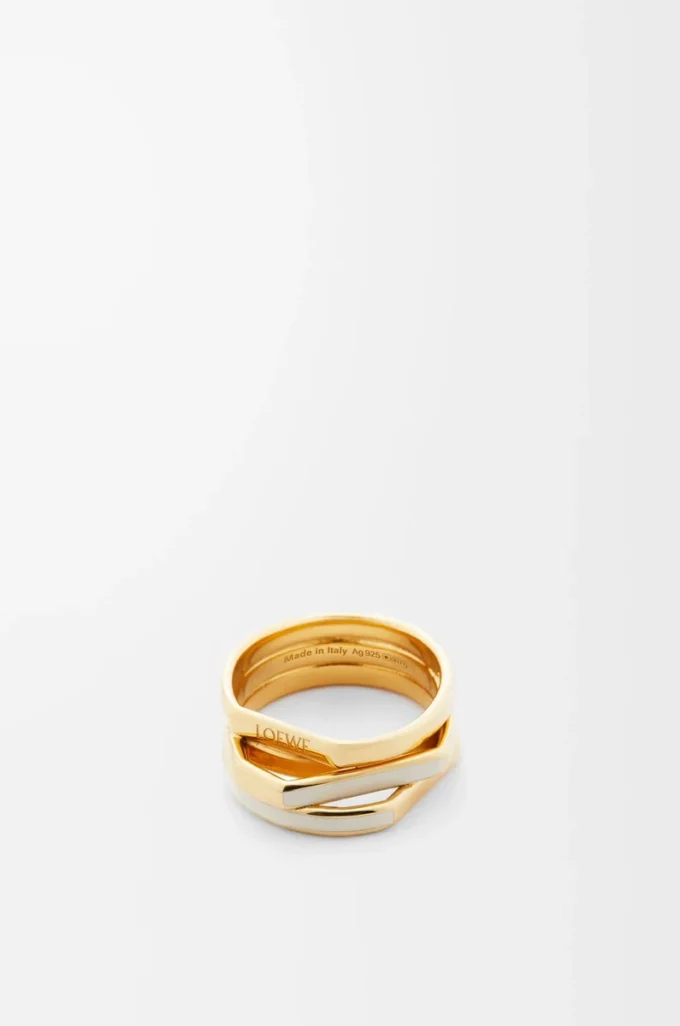 Stacked ring in sterling silver and enamel Gold/Ivory Stacked ring in sterling silver and enamel Gold/Ivory