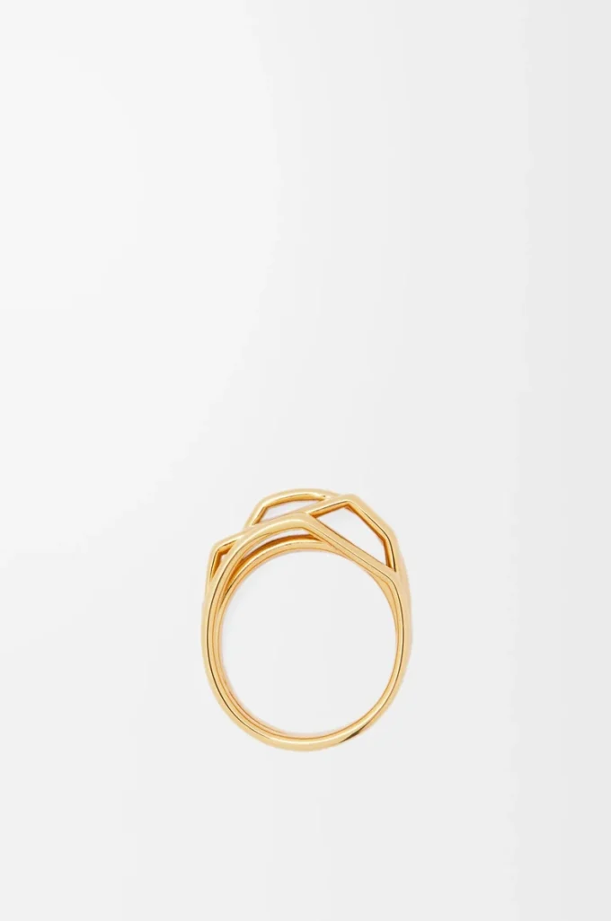 Stacked ring in sterling silver and enamel Gold/Ivory Stacked ring in sterling silver and enamel Gold/Ivory