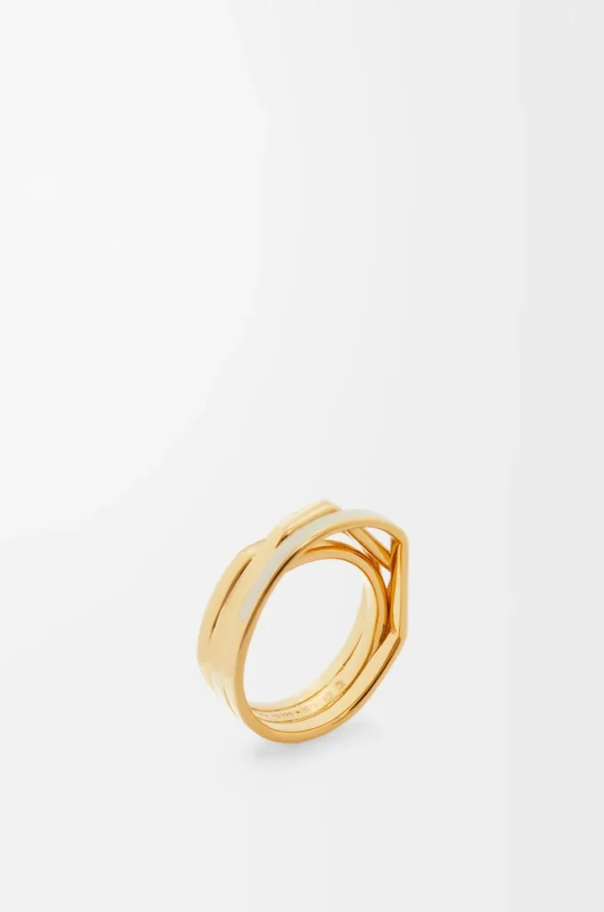 Stacked ring in sterling silver and enamel Gold/Ivory Stacked ring in sterling silver and enamel Gold/Ivory