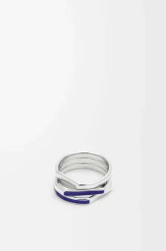 Stacked ring in sterling silver and enamel Silver/Blue
