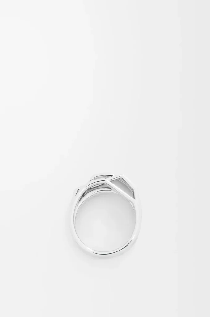 Stacked ring in sterling silver and enamel Silver/Blue