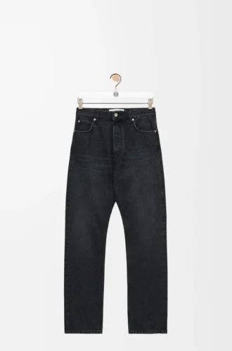 Straight leg jeans in denim Washed Black