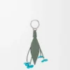 Strawberry flower charm in classic calfskin Turquoise/Green