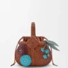 Strawberry flower charm in classic calfskin Turquoise/Green