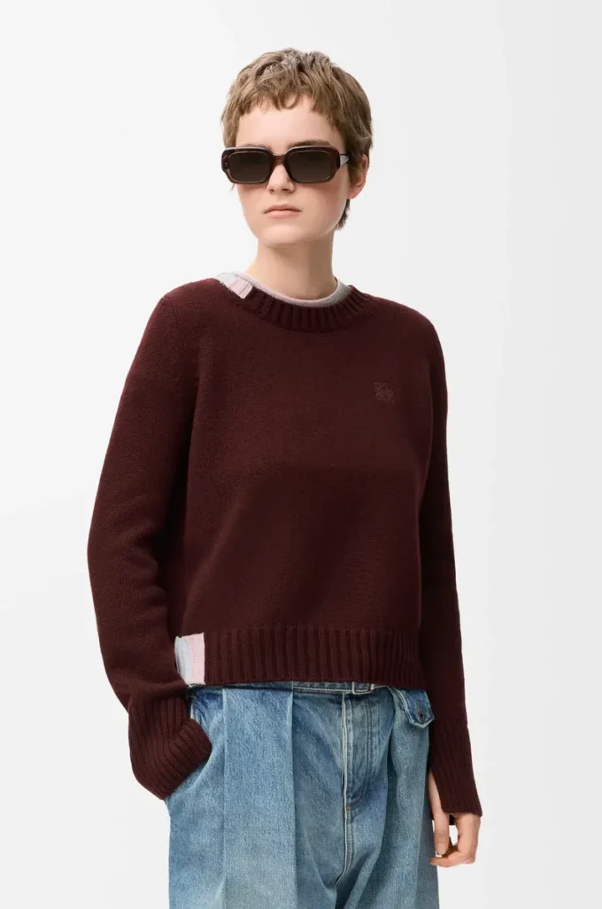 Sweater in cashmere Burgundy/Multicolor Sweater in cashmere Burgundy/Multicolor