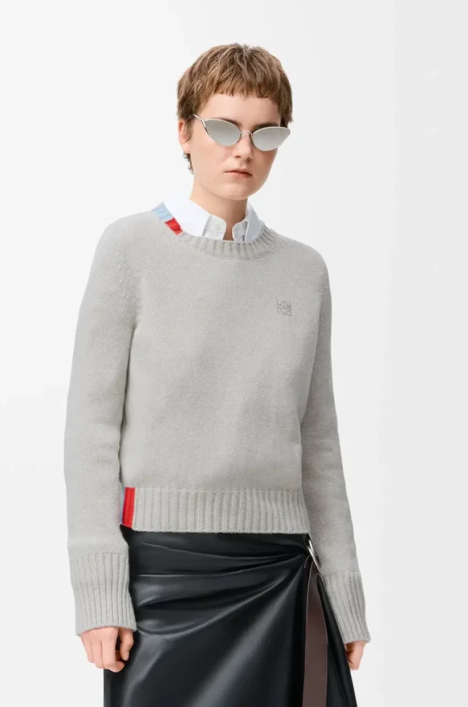 Sweater in cashmere Light Blue/Multicolor Sweater in cashmere Light Blue/Multicolor