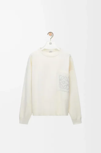 Sweater in cotton blend White/Light Grey