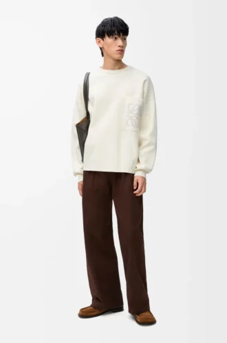 Sweater in cotton blend White/Light Grey