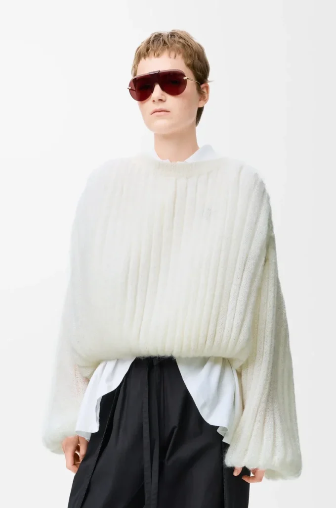 Sweater in mohair blend White Sweater in mohair blend White