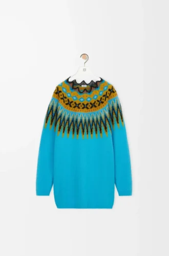 Sweater in wool and mohair blend Blue/Multicolor