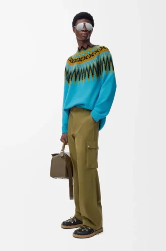 Sweater in wool and mohair blend Blue/Multicolor