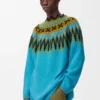 Sweater in wool and mohair blend Blue/Multicolor Sweater in wool and mohair blend Blue/Multicolor