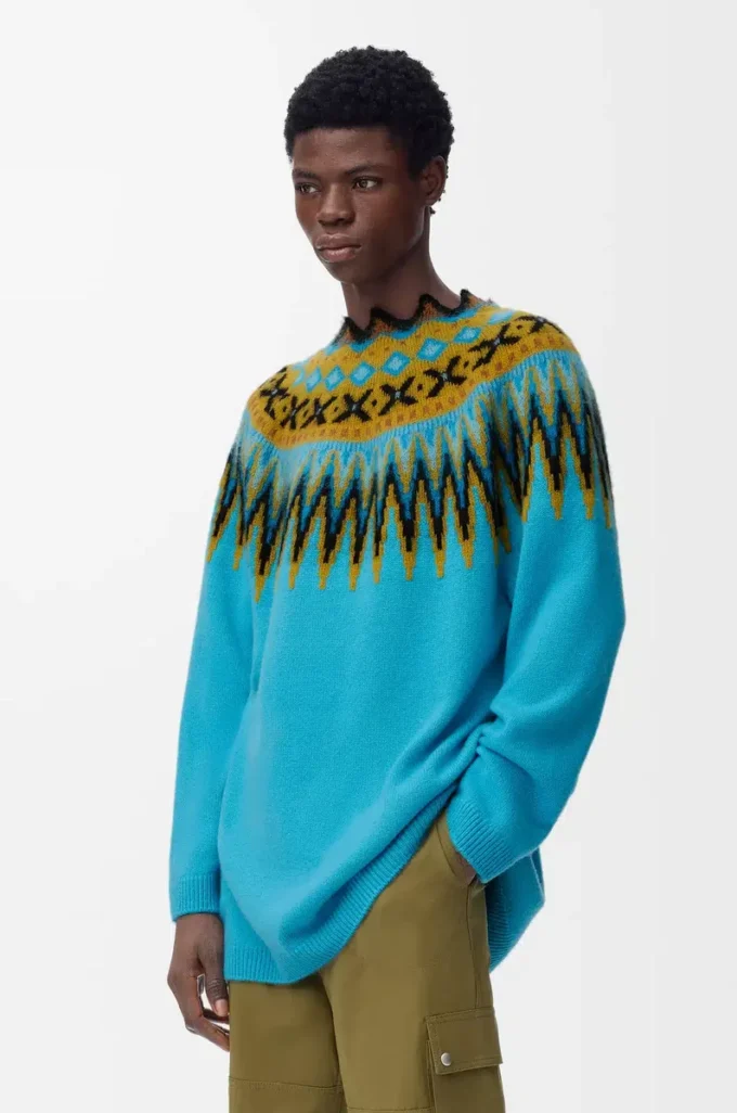 Sweater in wool and mohair blend Blue/Multicolor Sweater in wool and mohair blend Blue/Multicolor