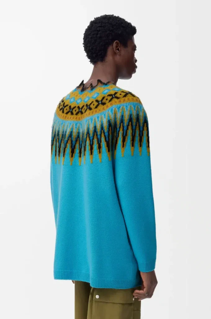 Sweater in wool and mohair blend Blue/Multicolor Sweater in wool and mohair blend Blue/Multicolor